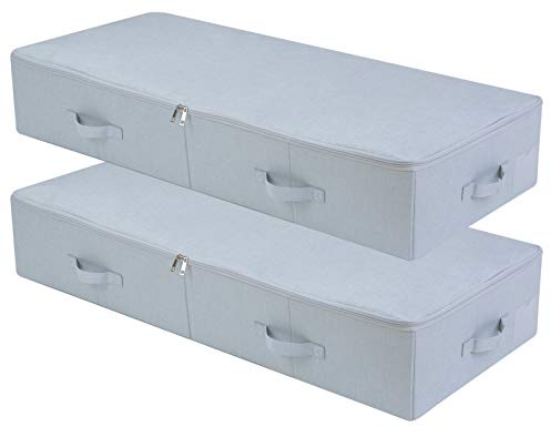 Amonsen confezione da 2 pezzi, 100X 43X 18 cm, cerniera su 3 lati per sottoletto, armadio per vestiti e scarpe, contenitore per la conservazione, pieghevole e traspirante, grigio chiaro
