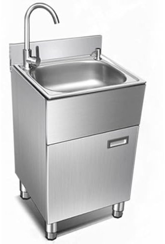 Armoire d'évier de cuisine sur pied commerciale à une cuve avec robinet, armoire d'évier utilitaire, for évier utilitaire autoportant en acier inoxydable intérieur et extérieur, avec armoire de rangem