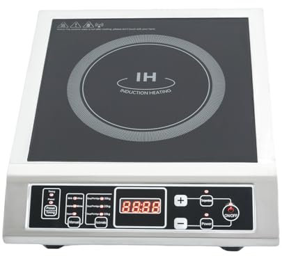 Fliuyr Plaque de cuisson à induction, 3500 W, 10 niveaux de réglage de la température (176-572 °F), plaque de cuisson à induction, grande capacité de charge de 50 kg, boîtier en acier inoxydable,