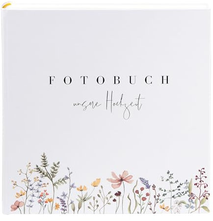 goldbuch 08 044 Album di nozze Flower Love Bianco, Album fotografico con 60 pagine bianche e divisori in pergamena, album ricordo con stampa dorata, 30 x 31 x 4 cm