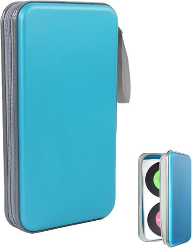 Yitobici Bolsas para CD, bolsas para almacenar discos DVD, bolsas para almacenar CD para uso doméstico y en automóviles que pueden contener 80 discos en Azure.