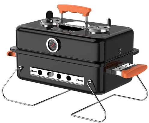 KEYO GRILL 16 Pouces Barbecue Charbon-173 Sq In, Barbecue Portable avec Revêtement Émaillé Haute Densité et Grille Épaissie Chromée, Adapté pour Jardin, Abri, Patio
