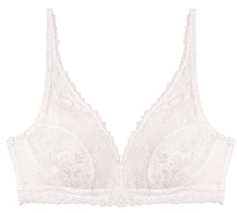 YAMAMAY - Reggiseno Balconcino Senza Ferretto, Donna, Seta, Linea Blanche, Ricamo Floreale