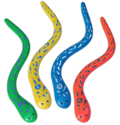 HUVZOR 4 Stück Tauchspielzeug Set für Kinder,Tauchtiere, Schwimmbad Tauchset, Sommer Spielzeuge, Pool Spielzeug (Schlange)