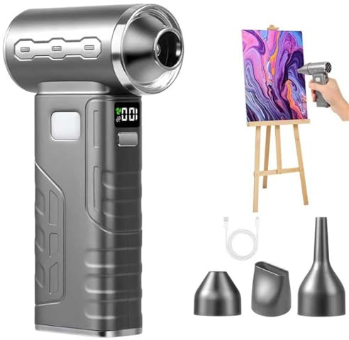 Bortivier Souffleur de Peinture Acrylique Sans avec 3 Buses, Mini-Séchoir à Peinture Réglable à 5 Vitesses pour L'Art Fluide et le Coulage Acrylique