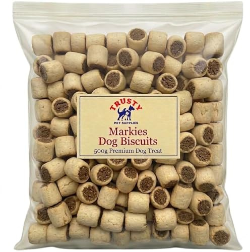 Markies Dog Biscuits 500g | Crunchy Dog Biscuit with Meaty Centre | Training Treats for Dogs | Dog Treats for Small Dogs, Medium & Seniors | Dog Biscuits & Snacks | by Trusty Pet Supplies