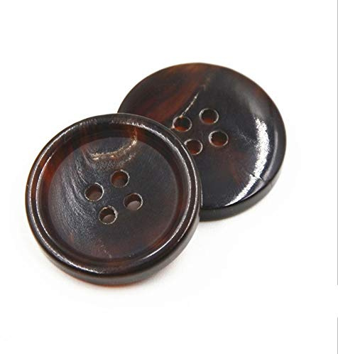 10PCS Botones de Ropa - Botón de Costura de Cuerno de Moda 4 Agujeros Botón de Forma Redonda Establecido para Hombres Mujeres Suéteres, Uniforme, Camisa, abrigo y Chaqueta (Café, 20mm)