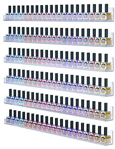 FEMELI 24 Inch Nail Polish Wall Rack: 6 Shelves Clear Acrylic Nail Polish Holder Organizer for 130-180 Bottles (24 Inch, Clear)