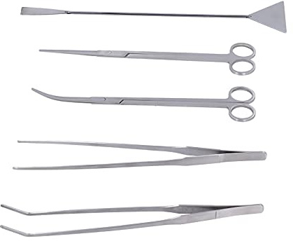Attrezzi Aquascape, Attrezzi Lunghi per Piante D'acquario in Acciaio Inossidabile, Pinzette Aquascape Forbici Spatola Set di Attrezzi Kit Bonsai Raschietti Kit di Pulizia Dell'acquario per Acquario di