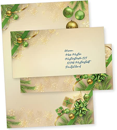 Chalet Noel 25 Sets Weihnachtsbriefpapier mit Umschlag ohne Fenster Weihnachtspapier A4 Briefpapier Weihnachten