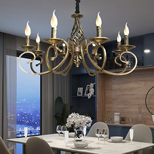 Hängande ljus E14 Antik industriell hängande lampa Retro höjdjusterbar metall Vintage restaurang ljuskrona ljus klassiska järn belysning Bar vardagsrum hängande Cafe (Color : Bronze, Size : 8 heads