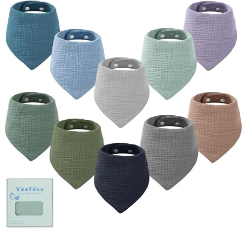 Yoofoss 10 stycken babyhaklappar 100 % bomull baby bandana mjuk drool haklapp halsduk triangelhandduk för nyfödda spädbarn pojkar flickor