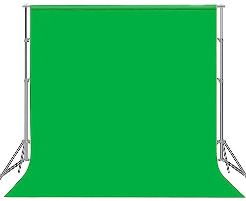 Grön skärmfotobakgrund 3 x 3 m, Bonvvvie veckresistent fotografi bakgrund grön Chromakey muslin bakgrund för fotovideo studio, TV, zoom, YouTube, onlinemöten