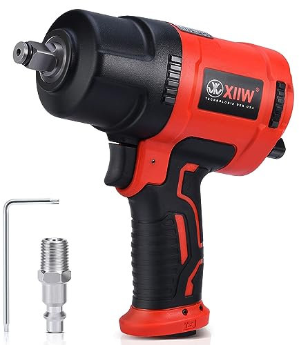 XIIW 1/2 Inch Air Impact Wrench, Max Torque 1560 ft-lbs, lightweight 4.4 lb Design, Heavy Duty 8000RPM 1/2 Air Impact Gun Driver, Twin Hammer Pneumatic Tool for Automobile Repair