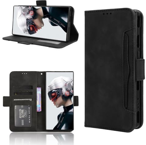 BAILI Lederhülle für ZTE Nubia Red Magic 9 Pro+ Hülle, Tasche Cover Etui Handyhülle für ZTE Nubia Red Magic 9 Pro+, Schwarz