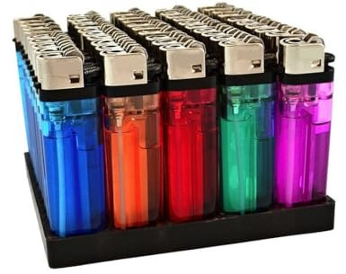 ezkart | Pack of 25 - Multipack Assorted Colour Disposable Lighters with Adjustable Flame and Child Safe, Easy to Use, Reliable Ignition, Multicolour and Vibrant (25)