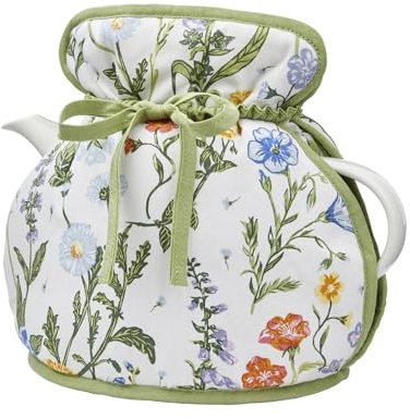 Ulster Weavers - Garden Flowers Muff Tea Cosy (23 x 26 x 18cm) - 100% Cotton - Teapot Warmer with Meadow Flowers - Floral Tea Cozy in Green - Floral Gifts - Vintage Tea Cosy Cover