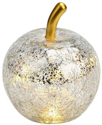 G. Wurm Dekoleuchte Apfel (XXS) Glas Silber - Apfel Lampe mit 5er LED Lichterkette, Dekolampe, Tischleuchte, Apfellampe