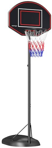 SPORTNOW Basketballkorb mit Ständer, 170-230 cm Höhenverstellbar Basketballständer mit Bruchsicherer Rückwand und Rädern, Basketballanlage für Erwachsene, Stahl, Schwarz