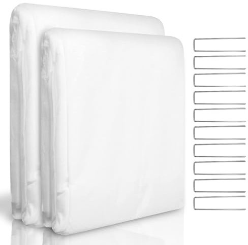 WISD Garden Fleece Frost Protection - 30gsm Horticultural Fleece Winter Plant Covers with 10 U-Shaped Ground Pegs - Reusable Frost Blanket for Outdoor Garden Plants (White, 2x5m)