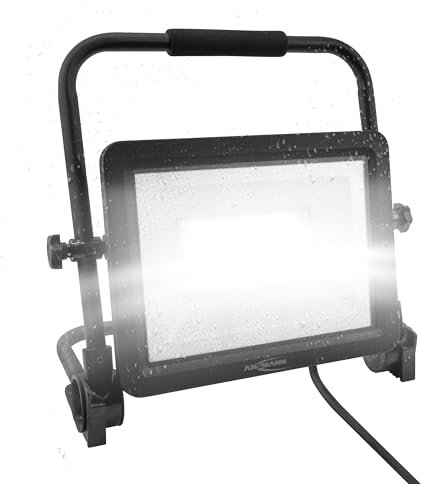 ANSMANN Faretto da cantiere a LED, con cavo e spina di sicurezza, robusto e molto luminoso fino a 12000 lumen, faretto da lavoro con resa cromatica fedele