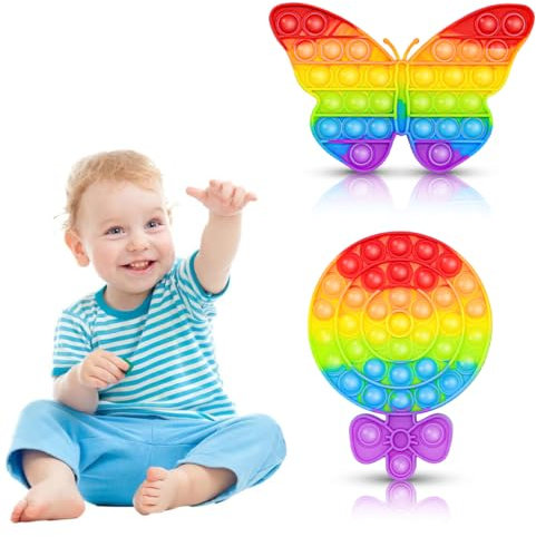 2 Packs Popit Fidget Toy, Pop It Bubble Sensory Fidget Toy, Bubble Popet Antistress Spielzeug, Anti Stress Spielzeug für Kinder und Erwachsene Sensorik
