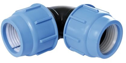 SAB Raccordo a Gomito a 90° Ø 50, Raccordi a Compressione BlueSeal 16 in PP, PN16, per Giunzione Tubi in Polietilene, per Impianti di Irrigazione