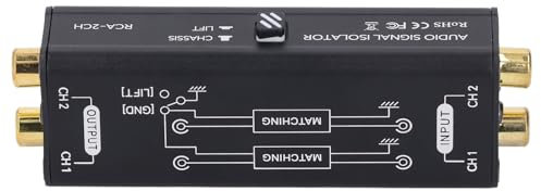 Walfront Aislador de Ruido de Bucle de Tierra 2 Canales Eliminador de Hum Eliminador de Diseño Pasivo Supresores de Filtro de Ruido de Ruido Reductor para Audio Audio Estéreo