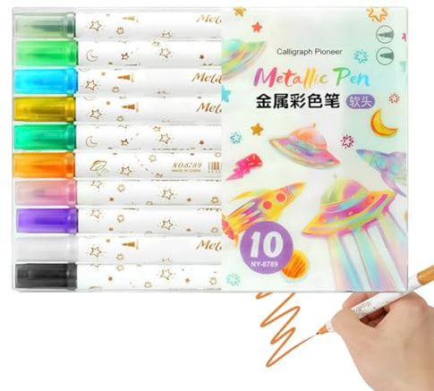 Paint Pens - 10 Piece Oil-Based Waterproof Fancy Paint Markers - Permanent Oil-Based Art Pen Supplies for Fabric Ceramic Stone Rock Painting Canvas Tire Mug Metal