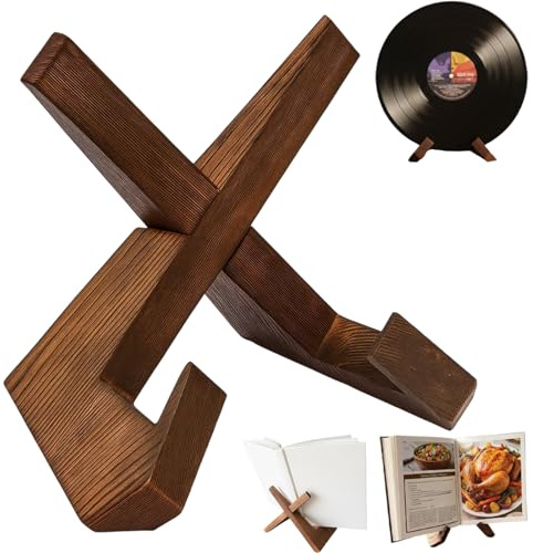Cookbook Stand, Wooden Recipe Book Stand for Kitchen, Cook Book Stand Holder with Non-Slip Base Holds Cookbooks and Tablets, Ideal for Home Cooking and Baking Enthusiasts, Durable Cook Book Stand