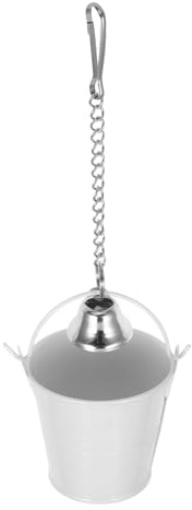 DIYEAH Mangeoire pour Oiseaux Cage avec Clochette Intégrée Bol Métallique Anti-Renversement pour Perroquets Perroquets Ondulés et Inséparables Distributeur de Nourriture Multifonctionnel