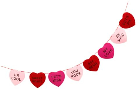ROMISBABA Banderines Colgantes para Fiesta de San Valentín Decoración de Banderola de Fieltro Tricolor Corazones y Letras Accesorio Fotográfico para Interiores y Exteriores Ambiente