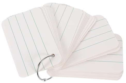 GLEAVI Lot de 51 Set de Cartes Mémoire en Papier Cartonné Vierge Lignes, Format Pratique pour Fiches de Révision et Cartes Vocabulaire, pour Apprentissage, Prise de Notes et Création