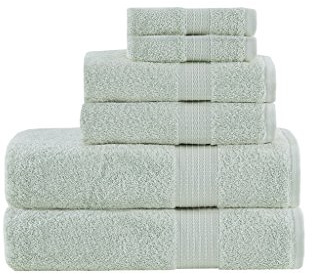 Madison Park Organic 100% Cotton Bathroom Towel Set, Hotel & Spa Quality Highly Absorbent, Quick Dry, Include for Shower, Handwash & Facial Washcloth, Multi-Sizes, Seafoam