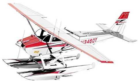 Metal Earth Puzzle 3D idroaereo Cessna 182. Puzzle in metallo di aereo. Macchette per la costruzione per adulti livello moderno di 11,61 x 14,2 x 4,5 cm