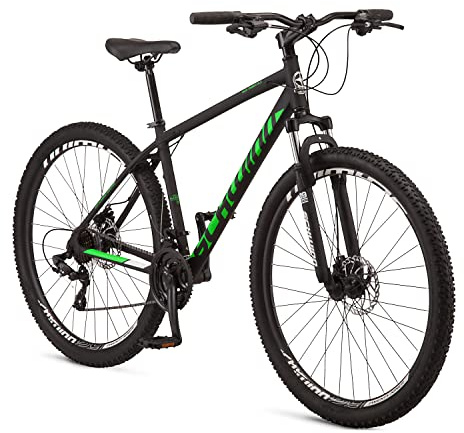 Schwinn High Timber ALX Mountain Bike for Adult Men Women, 29-Inch Wheels, 21-Speeds, Front Suspension, Aluminum Frame, Mechanical Disc Brakes, Black/Green