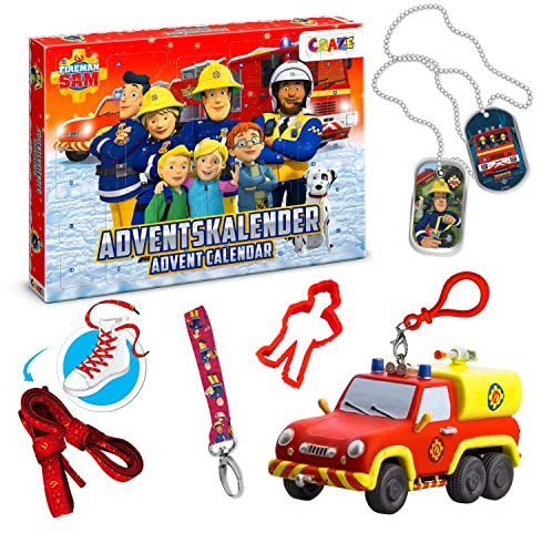 CRAZE Feuerwehrmann Sam Adventskalender Kinder - Adventskalender Jungen mit Feuerwehr Spielzeug für Kinder