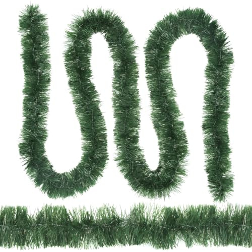 Guirnalda Navideña Artificial Verde 5,5 m x 2 Piezas - Adornos Corona de Abeto para Manijas de Escaleras, Puertas y Ventanas - Decoración de Navidad