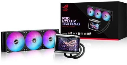 ASUS ROG RYUO IV 360 ARGB, Dissipatore a Liquido con Schermo Curvo 2K AMOLED da 6,67 per Effetti 3D, Tubi da 400mm, Ventole ARGB, Compatibile con Intel LGA 1851 e 1700 e AMD AM5 e AM4, Nero