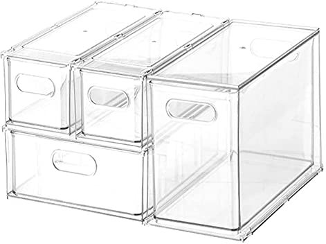 HSF 4pcs Fridge Organizers Conjuntos Fridge Classified Storage Box Borde Plástico Apilables contenedores para Despensa Cocina Congelador Piezas y Accesorios de frigoríficos