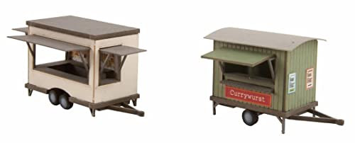 NOCH Mobile Imbissstände, mit Lasercut Technik, vielseitige Snackstationen im Maßstab 1:87 für Spur H0