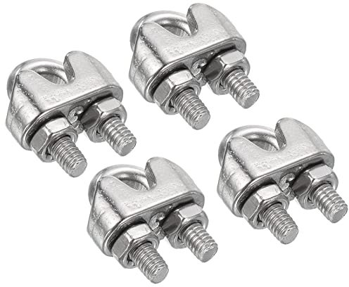 M METERXITY 4er Pack Drahtseilklemme - 1/8 Drahtseilclip Befestigungselement, Geeignet für den Außenbereich (M3)