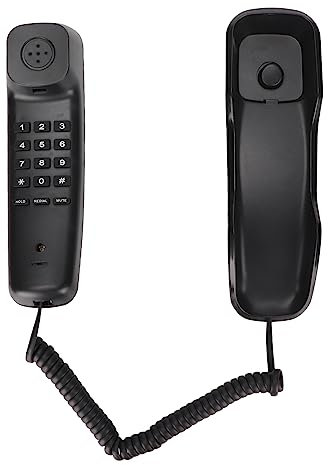 Téléphone Filaire Mural pour Hôtel de Bureau à Domicile avec Fonction de Rappel Muet (Noir)