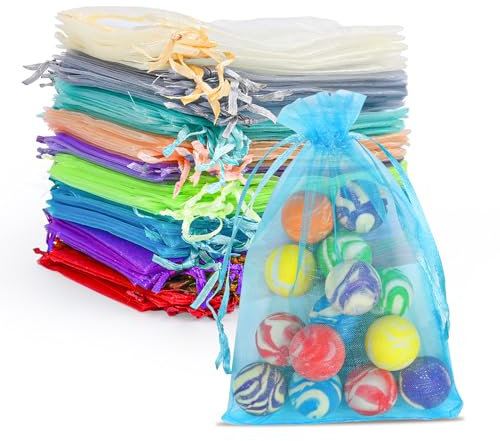 Banaone Organzasäckchen, 100 Stück 10 x 15 cm Organzabeutel Bunt Geschenkbeutel Organza Schmuckbeutel, Hochzeit-Säckchen, Lavendelsäckchen-Säckchen, Hochzeitsbevorzugung, Kleine Geschenktüten Stoff