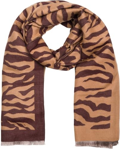 styleBREAKER Pañuelo mujer estampado cebra,Marrón-marron oscuro