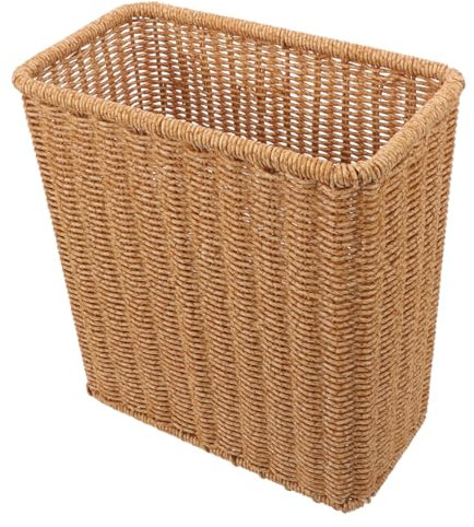 PRETYZOOM Corbeille à déchets en osier, petite poubelle tissée rectangulaire fine décorative pour cuisine, chambre à coucher, salle de bain, bureau, maison