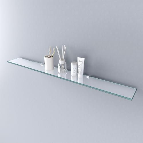 Heilmetz Glasregal Duschablage Badablage 8mm Hartglas Glasablage für Badezimmer Dusche Ablage 78cm x 9.2cm Glas Regal