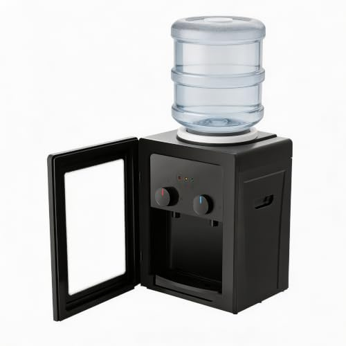 Dispensador de agua eléctrico de 550W con función de agua caliente y fría, revestimiento interior de acero inoxidable, para 3,5L/5L/10L/18L de galones, doble salida + puerta antipolvo, dispensador de