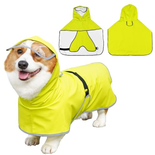 YBCCBY Hunderegenmantel Wasserdicht für Große Hunde bis 54cm Regenjacke mit Reflexstreifen Dog Raincoat Verstellbar Hund Regenschutz Belly Guard Atmungsaktiv Regenbekleidung (Gewicht 17,5-22,5 kg)