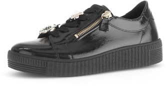 Gabor Damen Low-Top Sneaker, Frauen Halbschuhe,schnürschuhe,schnürer,straßenschuhe,Strassenschuhe,Sportschuhe,schwarz (Gold),40.5 EU / 7 UK